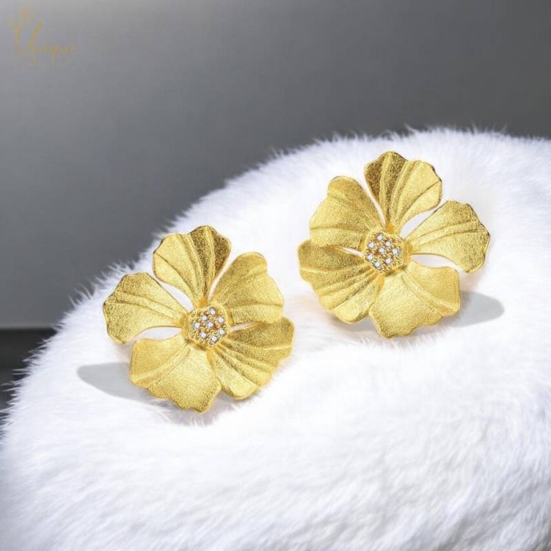 Pfingstrosen Blumen Ohrringe 925 Sterling Silber Ohrstecker Für Frauen 18K Gold Überzogen Geschenk Schwester von UniqueAtelierFinds