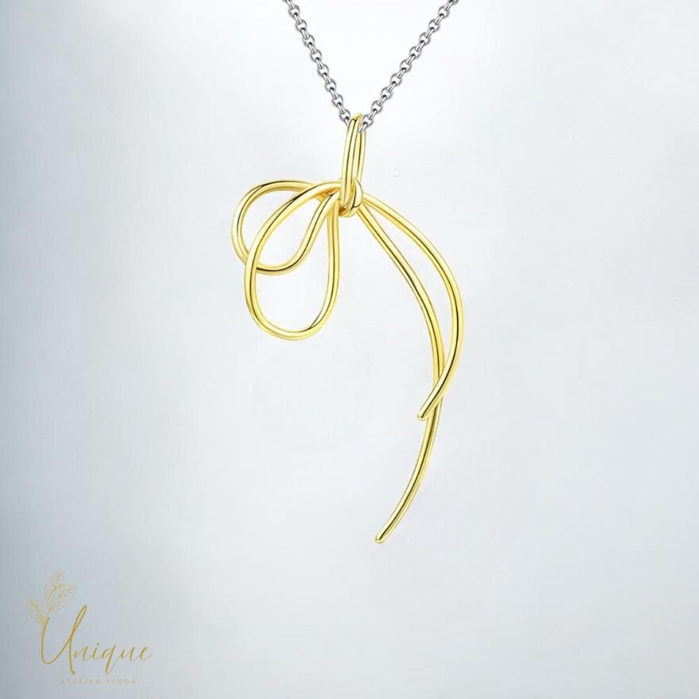Schleife Knoten Halskette 925 Sterling Silber Zierliche Anhänger 18K Vergoldet Band-Halskette Für Frauen von UniqueAtelierFinds