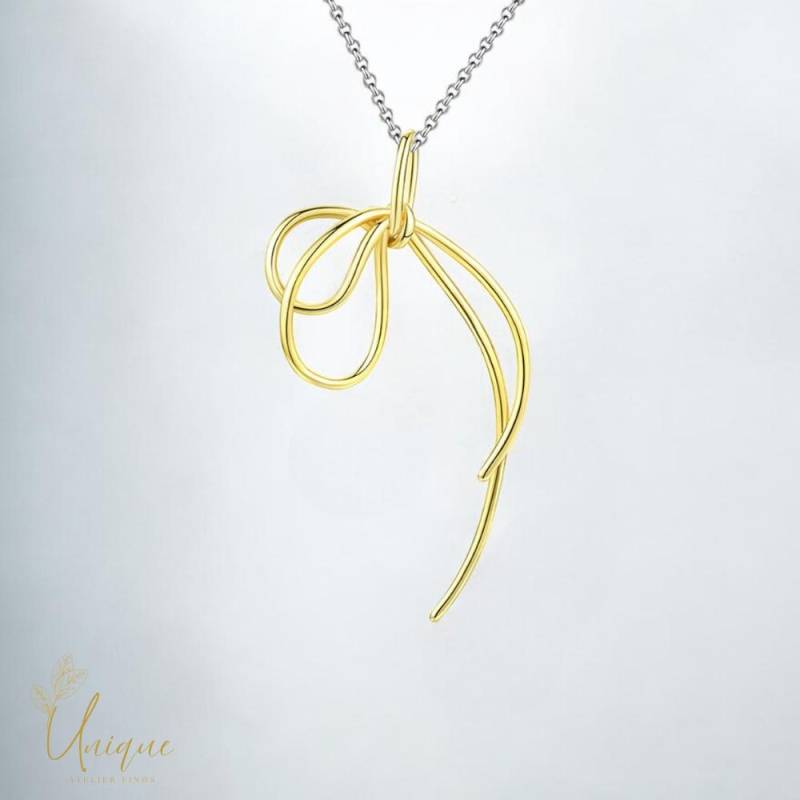 Schleife Knoten Halskette 925 Sterling Silber Zierliche Anhänger 18K Vergoldet Band-Halskette Für Frauen von UniqueAtelierFinds