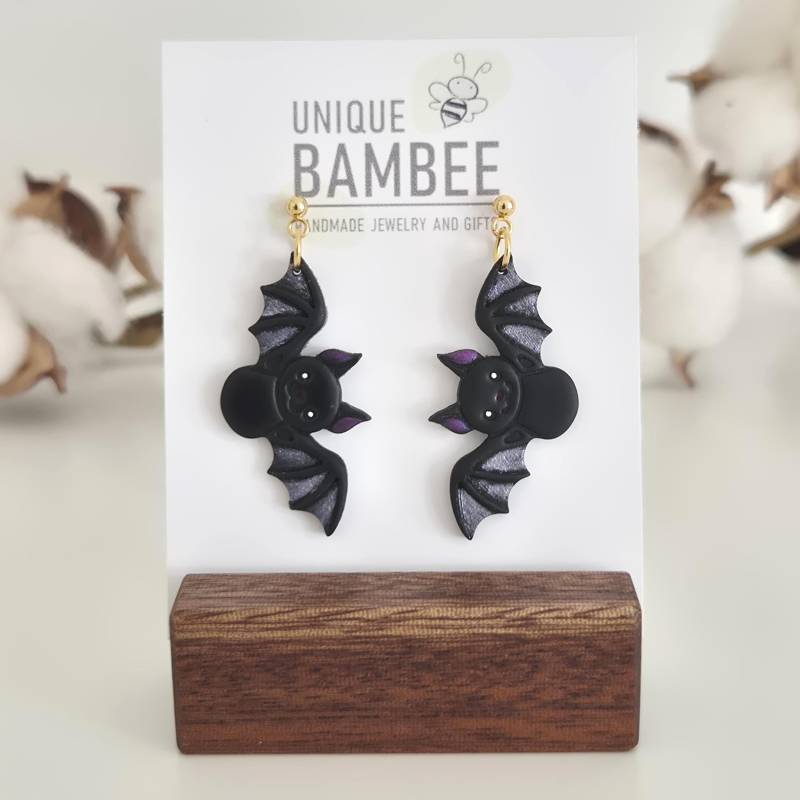 Halloween Ohrringe Aus Polymer Clay/Fledermaus von UniqueBambee