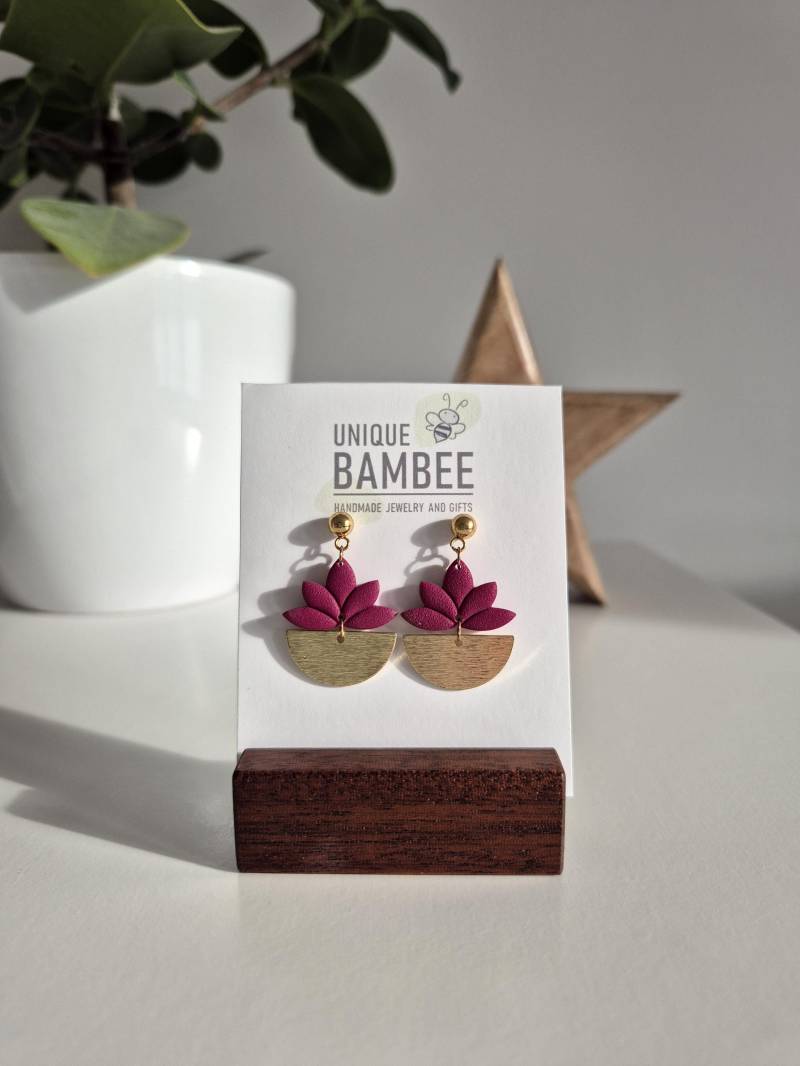 Ohrringe Aus Polymer Clay Mit Edelstahl Ohrstecker; Farbe Bordeaux von UniqueBambee