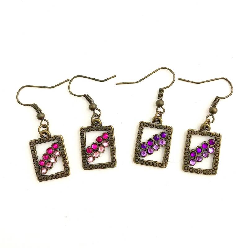 Bronze-Quadrat-Charm-Ohrringe Mit Glas-strasssteinen Bronze-Quadrat-Charm-Ohrringe Mit Glas-strasssteinen von UniqueCreationsBB