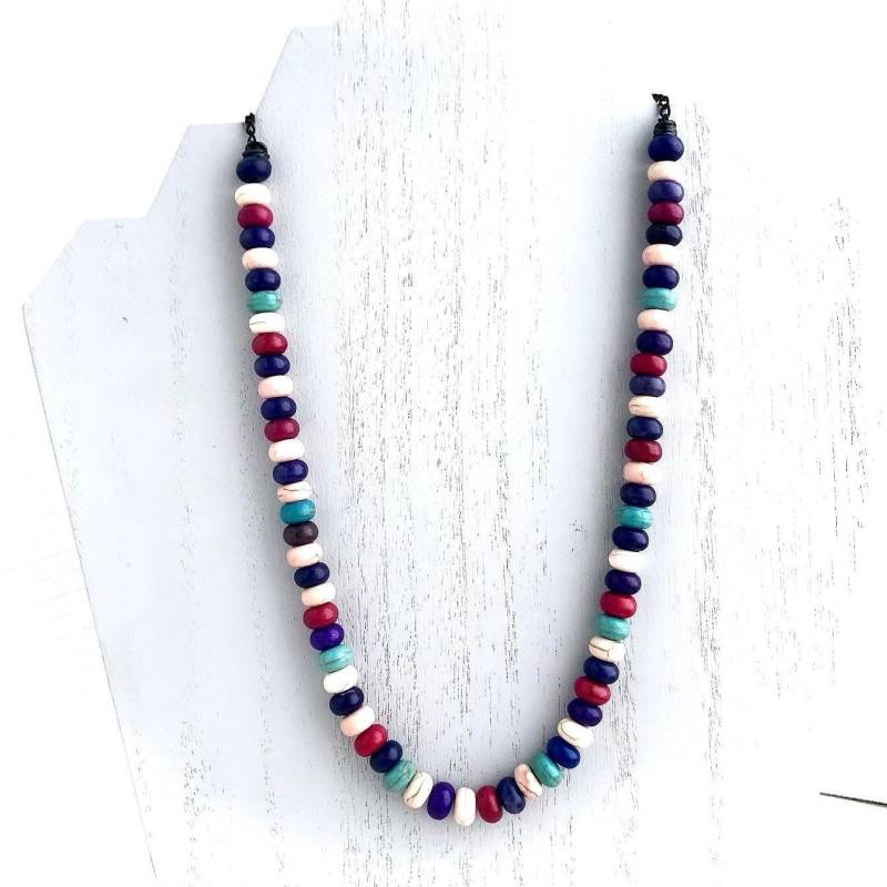 Bunte Rondelle Howlite Stein Perlen Halskette von UniqueCreationsBB