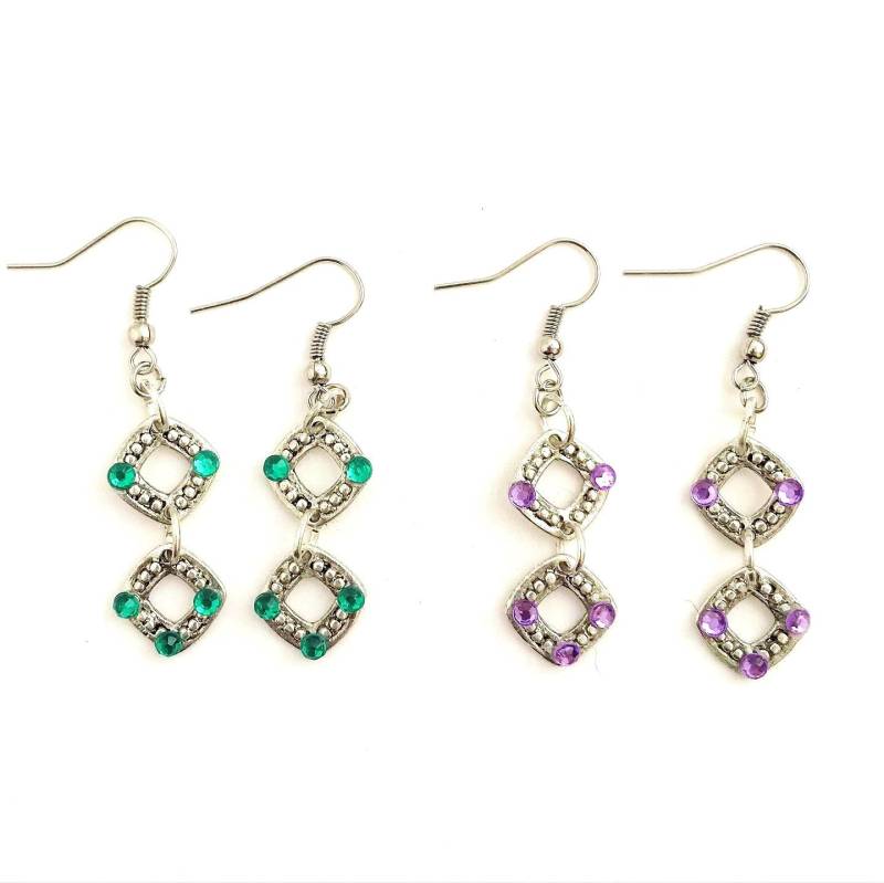 Silber Quadrat Charms & Strass Ohrringe von UniqueCreationsBB