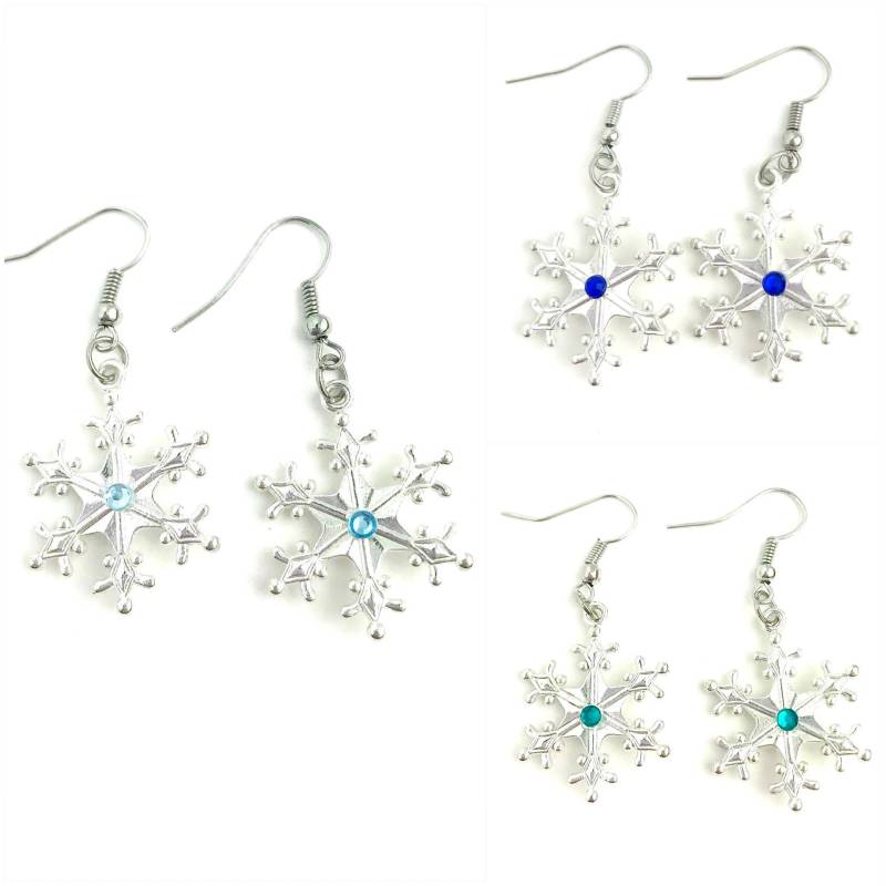 Silber Schneeflocke Strass Charm Ohrringe Silber Schneeflocke Strass Charm Ohrringe von UniqueCreationsBB
