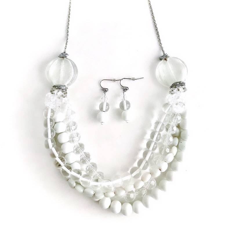 Weiß & Kristall Layered Schmuck Set Weiß & Kristall Layered Schmuck Set von UniqueCreationsBB
