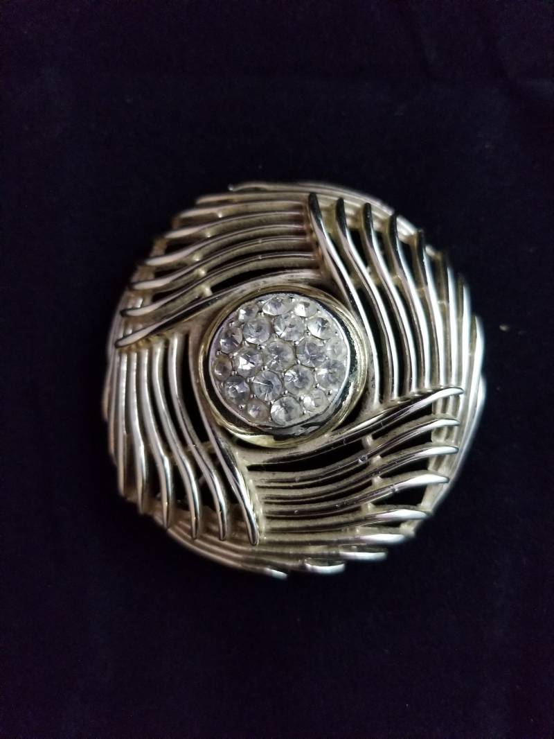 Jahrgang 3-Zoll-Gold Und Diamant-Brosche Von Bsk von UniqueDesignsAustin