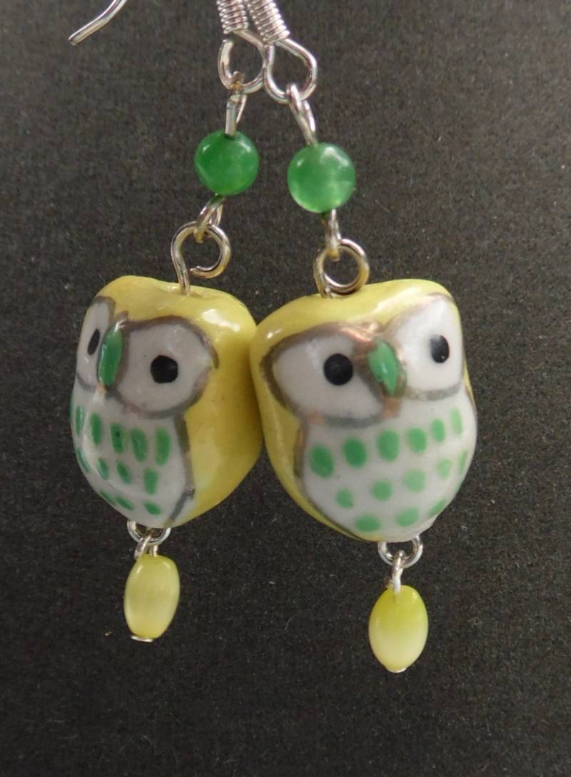 Keramik Eule Dangle Ohrring Keramik Eule Dangle Ohrring von UniqueDesignsAustin