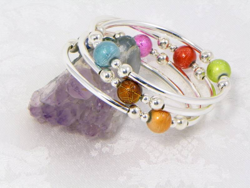 Bunte Acryl Perlen Umwickelte Armband von UniqueDesignsbyRita