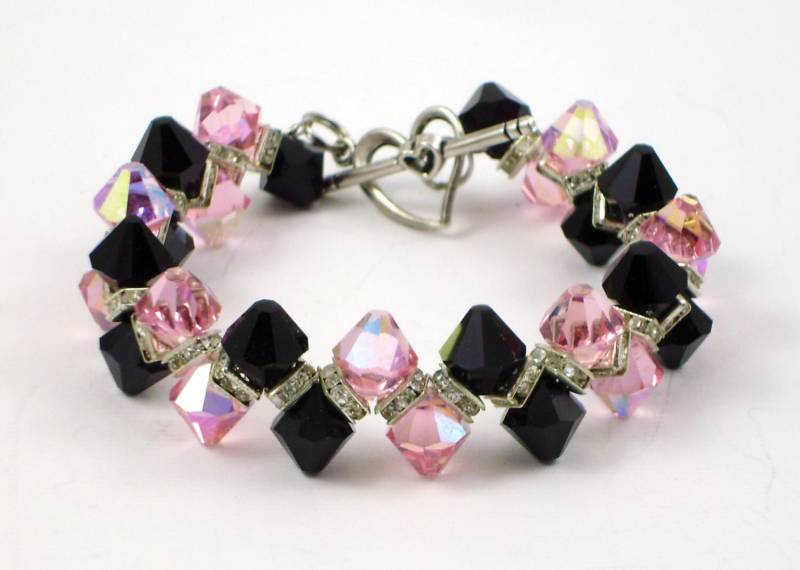 Light Rose Und Jet Black Qualität Kristall Armband von UniqueDesignsbyRita