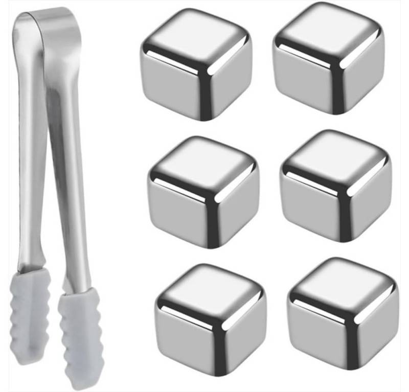 UniqueFire Eiswürfel-Steine 6Stk.Wiederverwendbare Edelstahl Eiswuerfelplusclips Schnelle kuehlung von UniqueFire