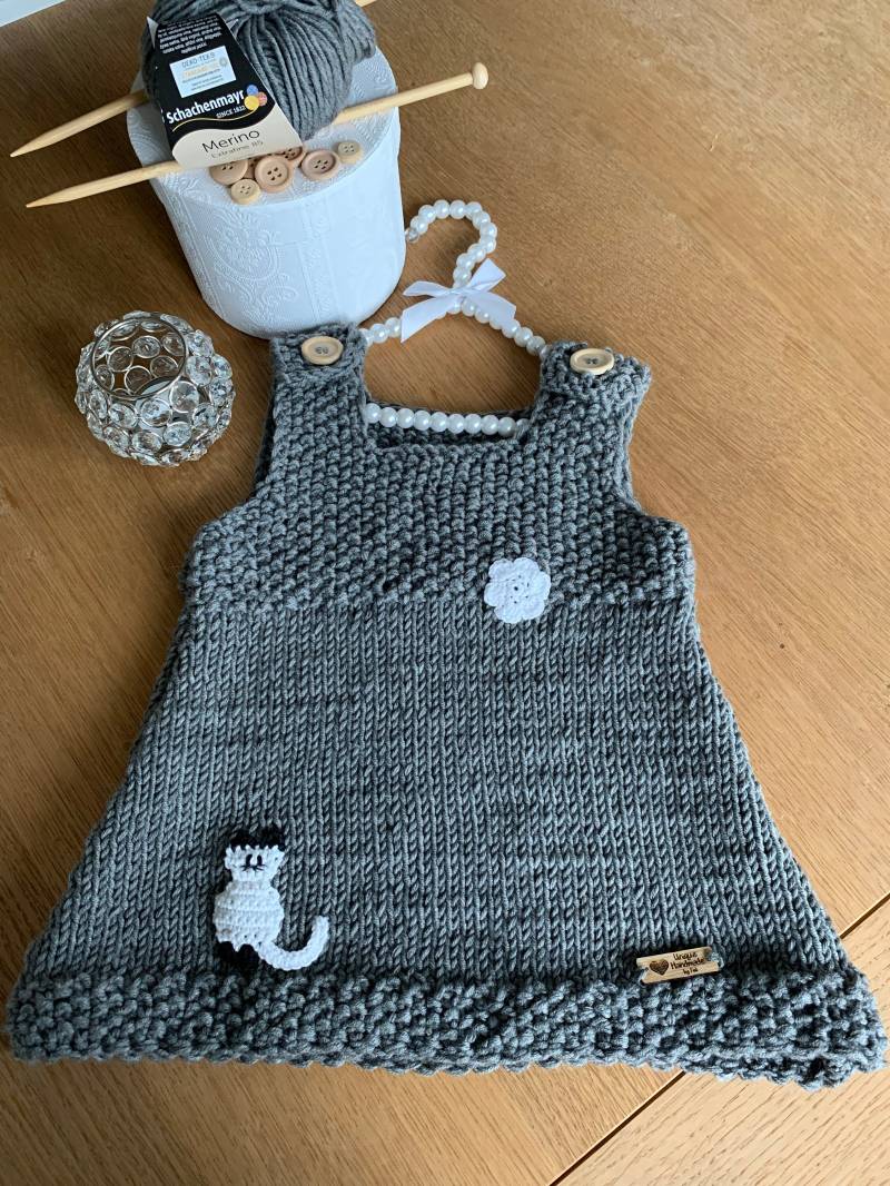 Babykleid „Katze" Aus Merinowolle Handgestrickt von UniqueHandmadebyFeli
