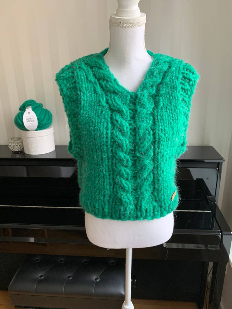 Damen Mohair Pullunder „Smaragd", Handgestrickt von UniqueHandmadebyFeli