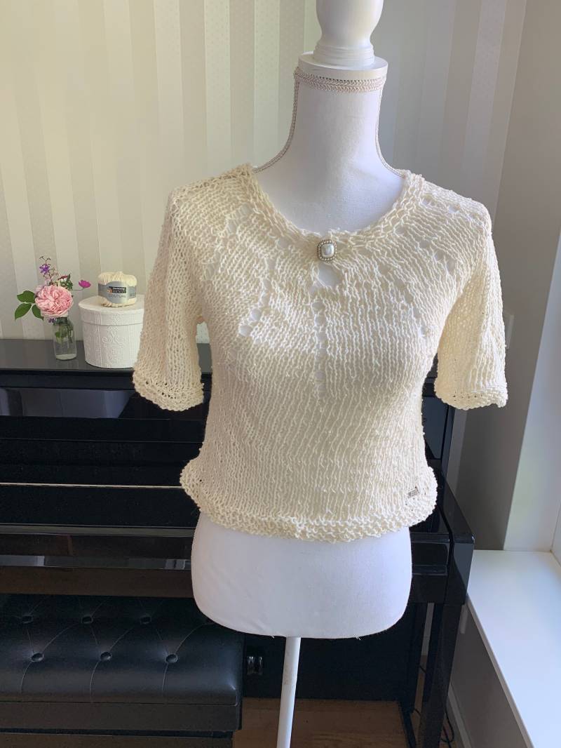 Damen Pullover Mit Perlen, Handgestrickt von UniqueHandmadebyFeli