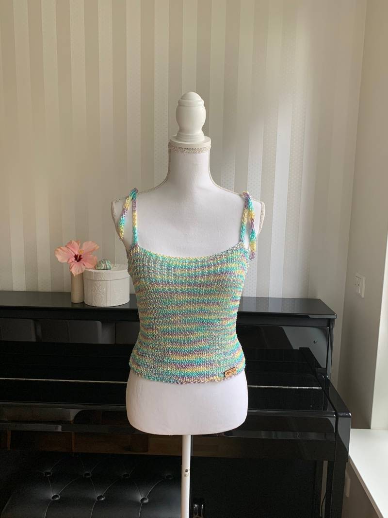 Damen Spaghettiträger Top „Beach" Handgestrickt von UniqueHandmadebyFeli