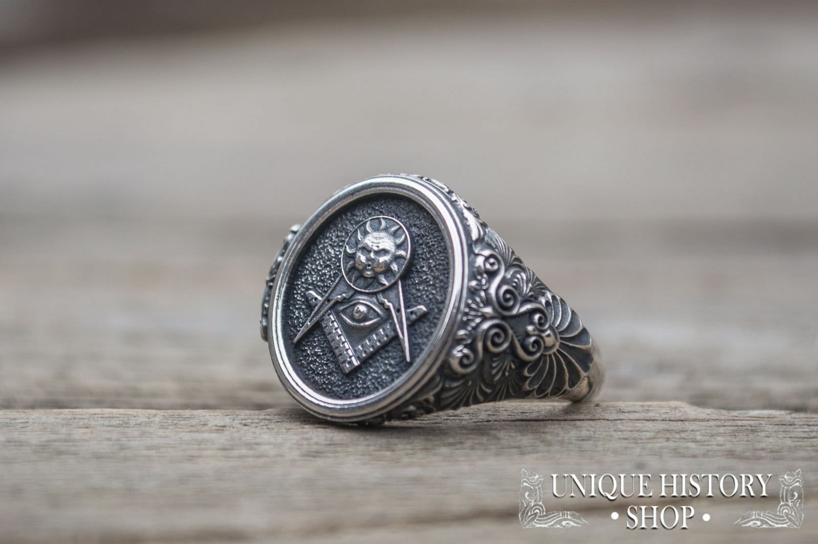 Knights Templar Tempelritter Ring - Freimaurer Schmuck Mit Winkel Und Zirkel, Handgemachtem Siegelring Für Mitglieder Der Bruderschaft von UniqueHistoryShop