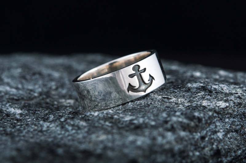 Silber Anker Ring - Herren Mariner Schmuck Mit Schlichtem Design Handgefertigter Kapitän Perfekt Für Segler von UniqueHistoryShop