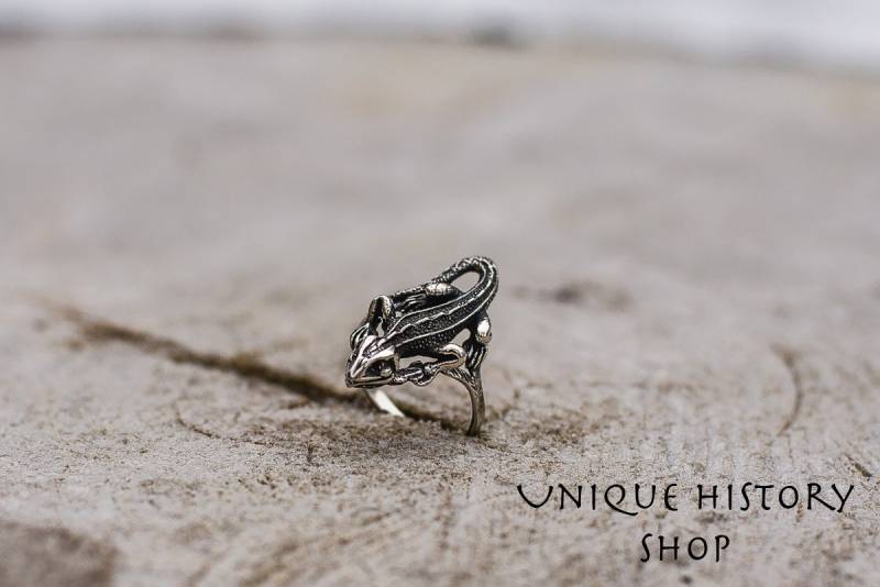 Silber Iguana Ring - Reptil Wildtier Schmuck Mit Gecko Tier Symbol Handgefertigtes Chamäleon Natur Inspiriertem Design von UniqueHistoryShop