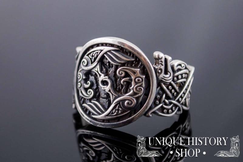 Silberring Odin Ravens, Hugin Und Munin Ring, 925Er Silber Ring Für Männer, Einzigartiger Rabenschmuck von UniqueHistoryShop