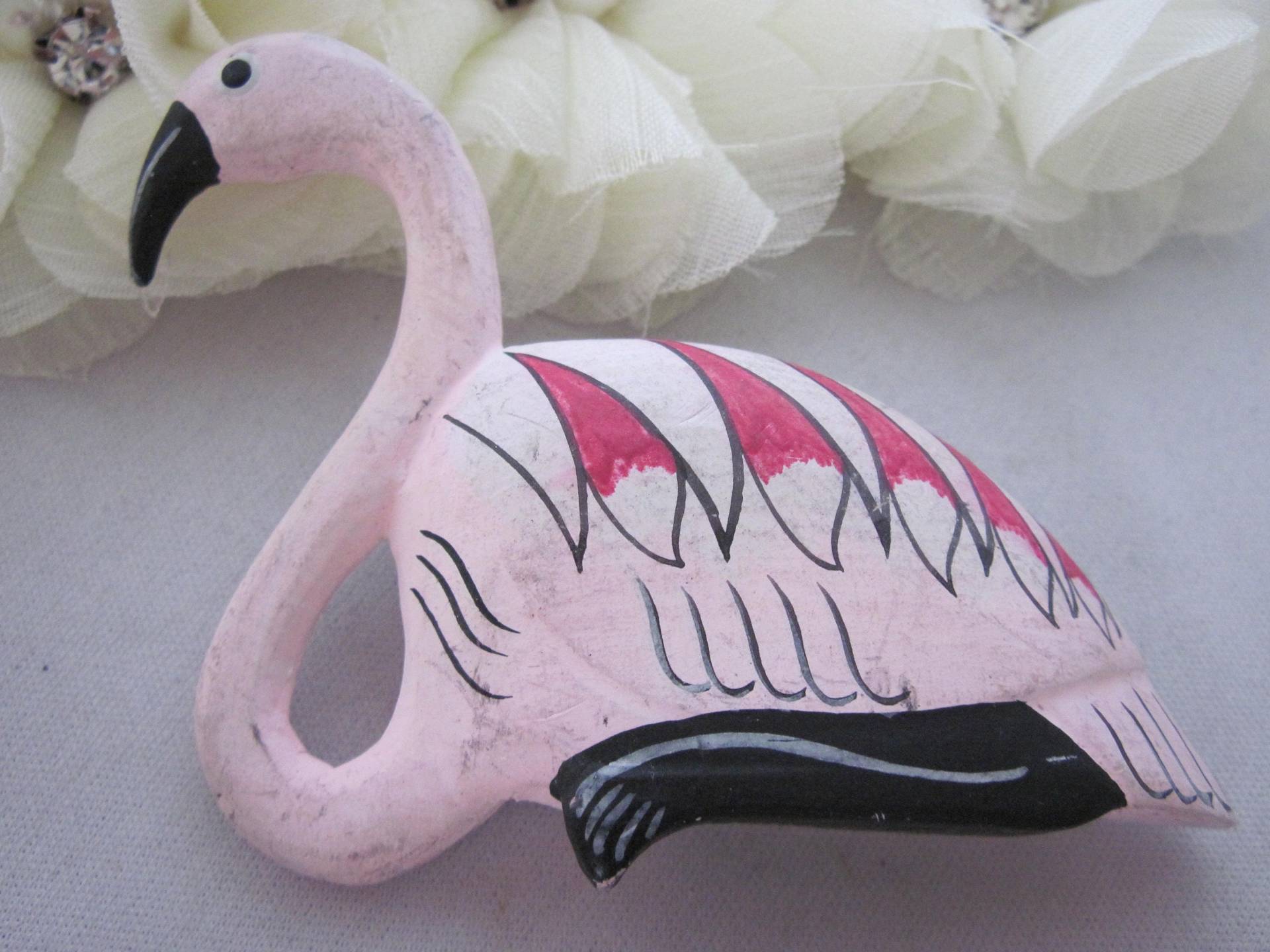 Jahrgang Rosa Holz Flaminco, Von Hand Bemalt, Brosche, Geschenk, Modeschmuck, Tier-Liebhaber, Figural, Sammler-Pin, Geschenk Für Sie von UniqueJewelryFinds1