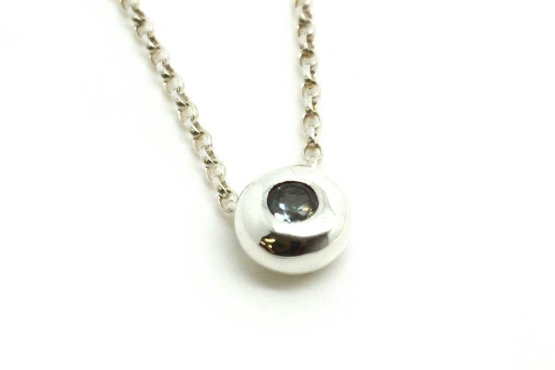 sterling Silber Gem Set Kreis Anhänger von UniqueJewelsLtd