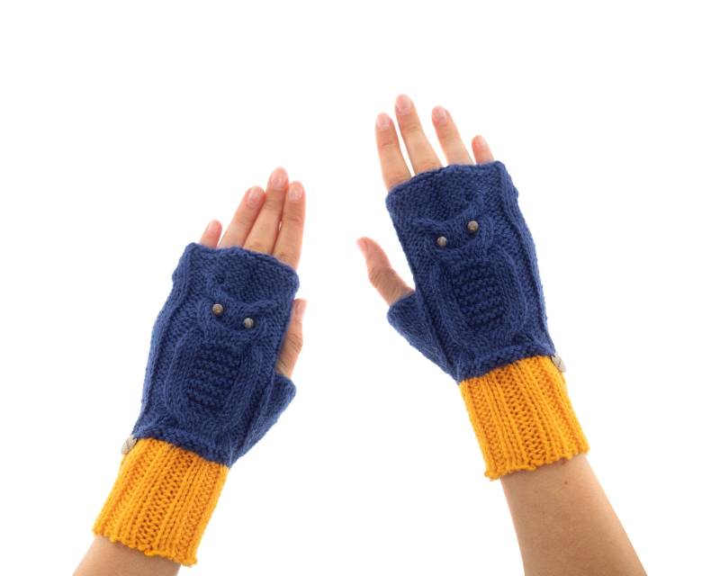 Handschuhe, Texting Beste Fingerlose Handschuhe Und Für Frauen Mit Gestrickter Gehäkelter Eule Achat, Damen von UniqueKnitsNadamlada