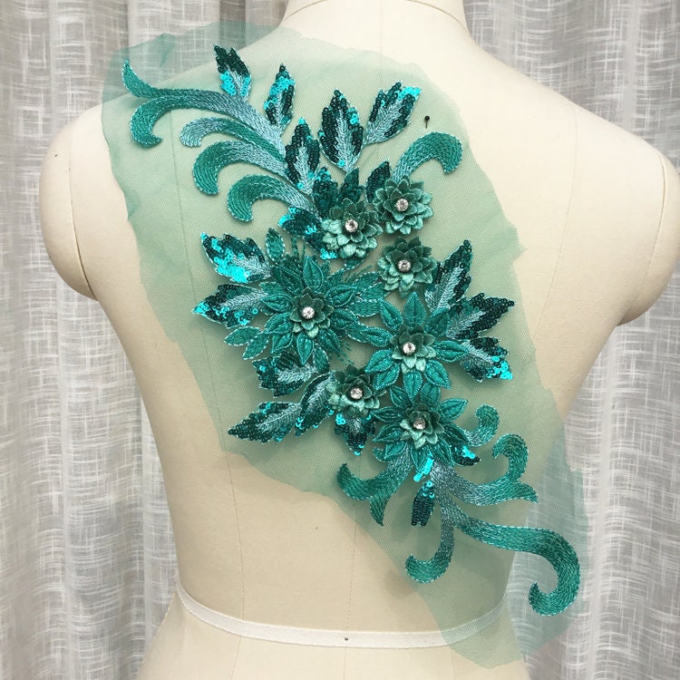 11-Farbene 3D Pailletten-Spitzenapplikation Für Hochzeit, Schleier, Tanzkostüme von UniqueLaceShop