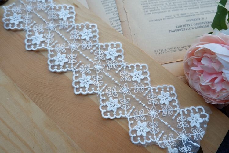 2 Meter Exquisite Baumwolle Spitze Dekoration, Bestickte Tüll Spitze, Braut Hochzeit von UniqueLaceShop