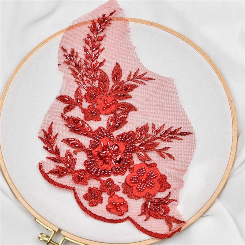 Braut Perlen 3D Blumen Spitze Applikation in Rot Für Hochzeit Accessoires Haute Couture Prom Kleid Braut Perlen 3D Blumen Spitze Applikation in Rot Für Hochzeit Accessoires Haute Couture Prom Kleid von UniqueLaceShop