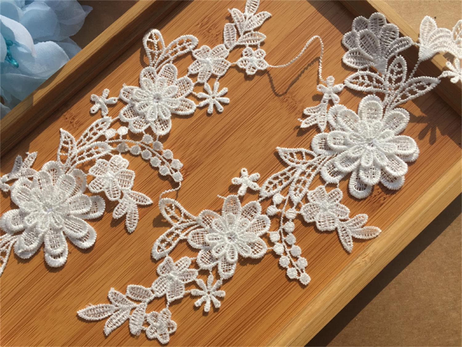 Exquisite Weiße 3D Braut Applikation, 3-Schichtige Applikation Hochzeit Spitze Tiara, Kleid, Nähen von UniqueLaceShop