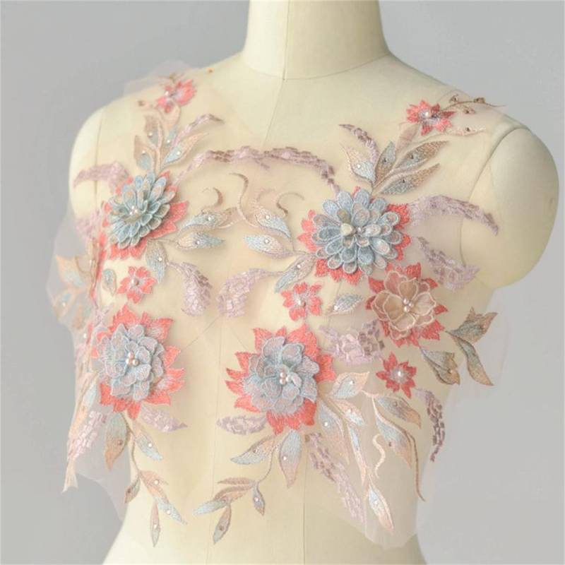 Luxus 3D Perlen Bestickte Spitzenblumen, Hochzeit Applikationen, Ballkleider von UniqueLaceShop