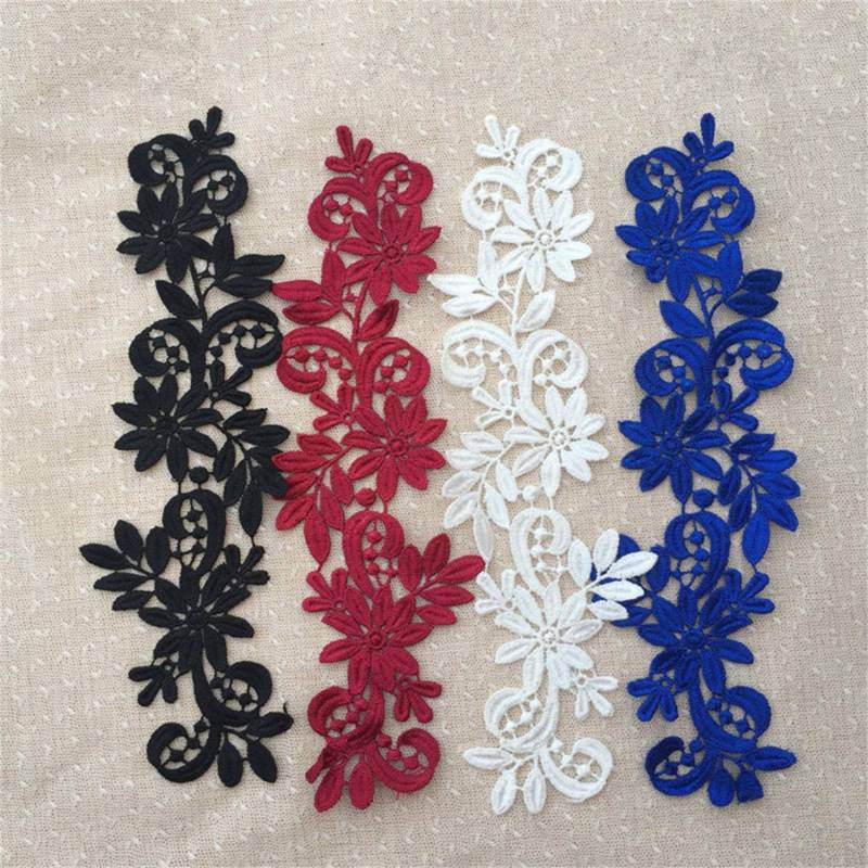 Schwarz Weinrot Weiß Royal Blau Aufkleber Langes Blumenpaar Spitze Applikation Braut, Brautjungfern, Tanzkostüm, Nähaufnäher von UniqueLaceShop