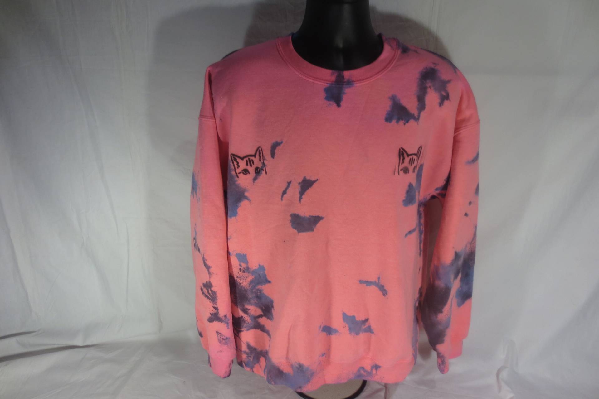 Pink/Schwarz Gefärbt - Kitty Sweathshirt Größe Xl Pink/Schwarz Gefärbt - Kitty Sweathshirt Größe Xl von UniqueStylez801