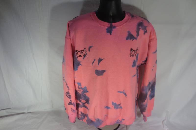 Pink/Schwarz Gefärbt - Kitty Sweathshirt Größe Xl von UniqueStylez801