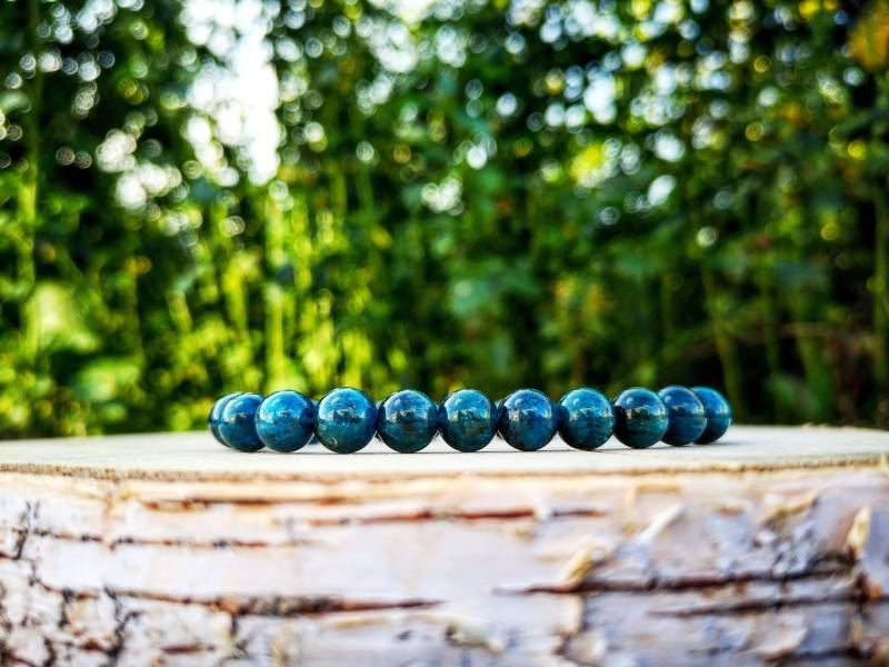 Blaues Apatit-Armband, Handgefertigtes Edelstein-Armband, Schmuckarmband Für Sie, 8 Mm Blaue Apatit-Perlen, Geschenk Sie von UniqueWristCandy