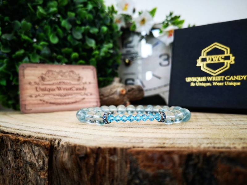 Blaues Swarovski-Armband, Swarovski-Kristalle, Kristallarmband, Geburtssteinarmband, Brautjungfernarmband, Perlenarmband, Brautjungferngeschenk von UniqueWristCandy