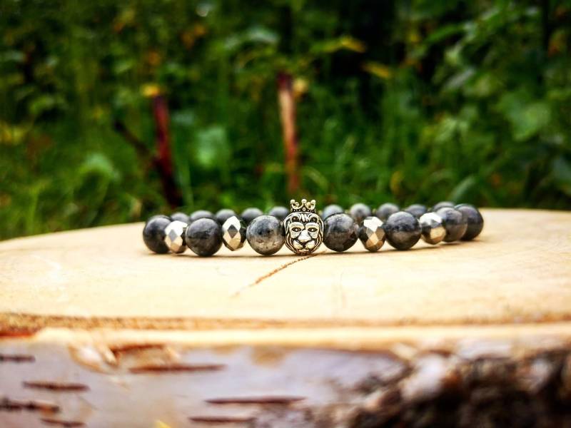 Graues Löwenarmband, Herrenarmband, Tierarmband, König Der Löwen, Armband Für Sie Und Ihn, Geschenkarmband, Homme, Geschenk von UniqueWristCandy