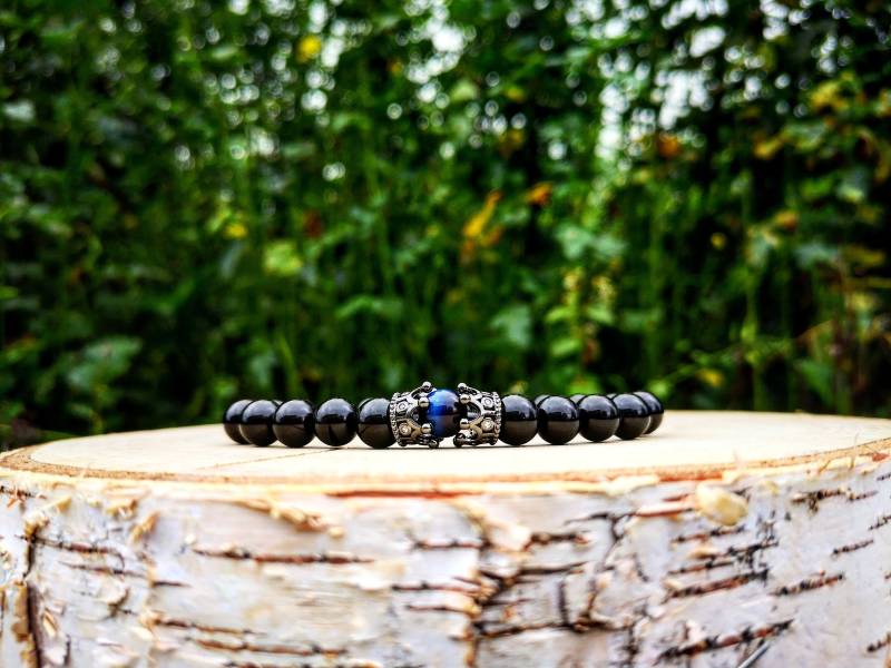 Ihr Königsarmband, Armband Für Ihn, Kronenarmband, Geschenk Schwarzes Armband, Blaues von UniqueWristCandy