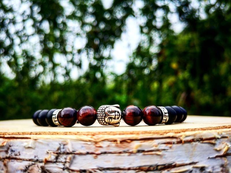 Rotes Tigerauge Buddha Armband, Herrenarmband, Damenarmband, Zen-Armband, Geschenk Für Ihn, Perlenarmband, Herrenarmband von UniqueWristCandy