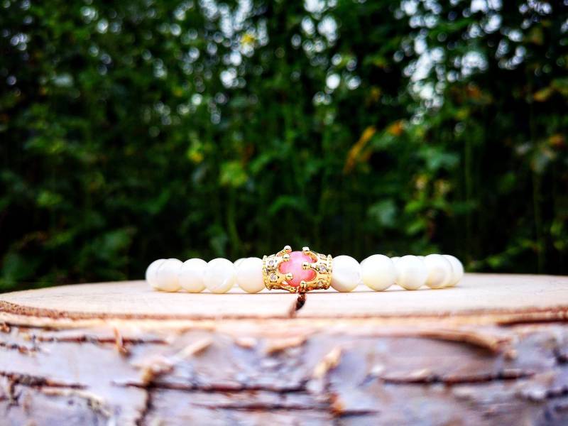 Sein Königin-Armband, Armband Für Sie, Kronenarmband, Geschenk Weißes Armband, Goldenes Rosa von UniqueWristCandy