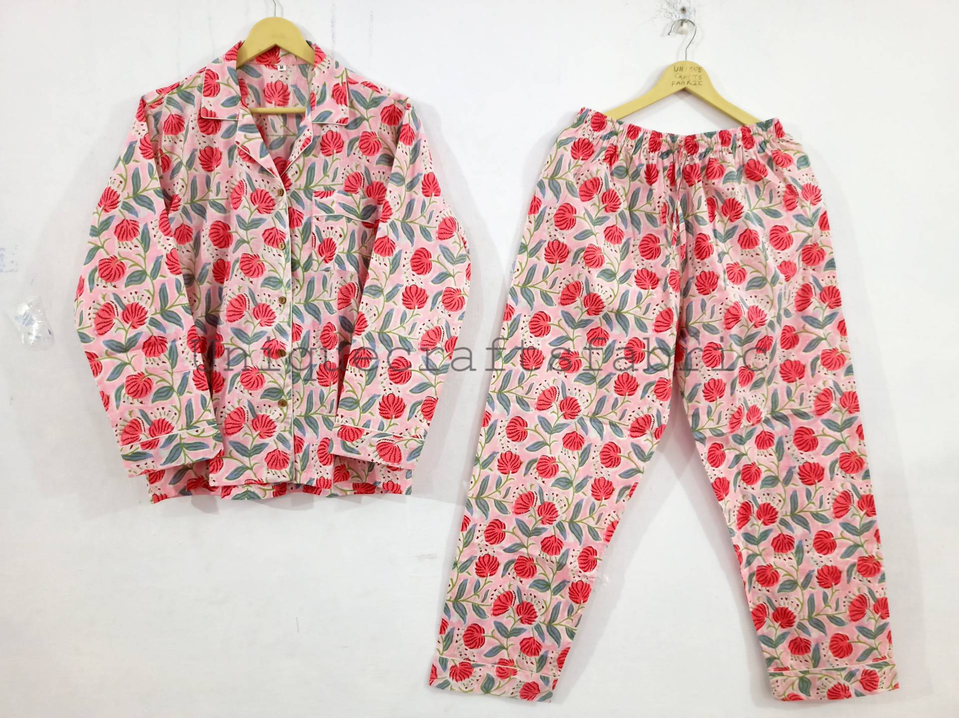 Rosa Blumen Pj Set, Baumwolle Pyjama Brautjungfer Pyjamas, Nachtwäsche, Brautparty Pyjama, Geschenke Für Sie von Uniquecraftsfabric