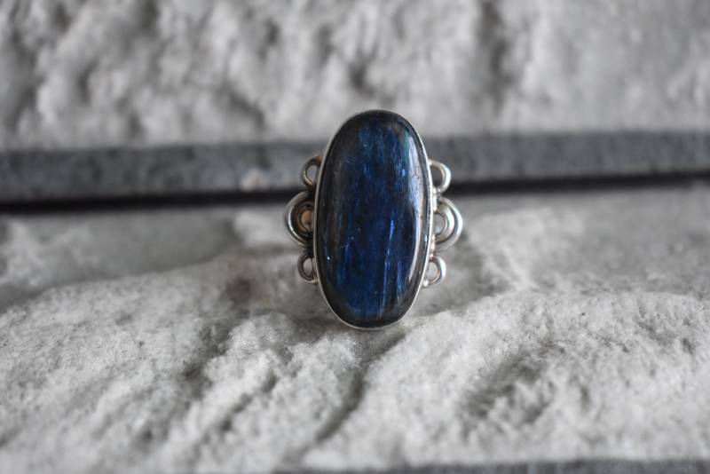 925 Silber Natürlicher Blauer Kyanit Ring-Blauer Ring-Handgemachter Ring-Ring Für Frauen-Designer Ring von UniquejewelryIndia