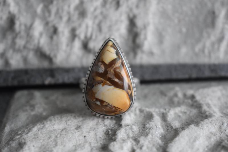 925 Silber Natürlicher Brekzien-Ring - Brekzien-Edelstein-Ring Mookait-Ring Handgefertigter Ring-Ring Für Frauen Design-Ring von UniquejewelryIndia