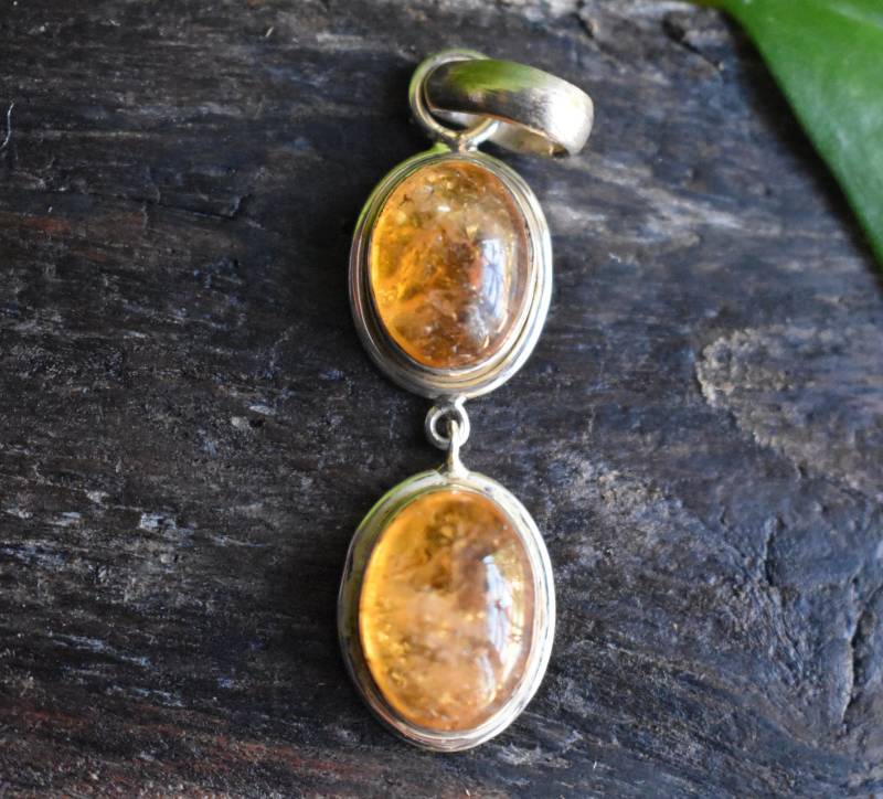 925 Silber Natürlicher Citrin Anhänger-Citrin-Anhänger-Doppel-Citrin-Anhänger-Hochwertiger Citrin-Anhänger-Einzigartiger Anhänger von UniquejewelryIndia