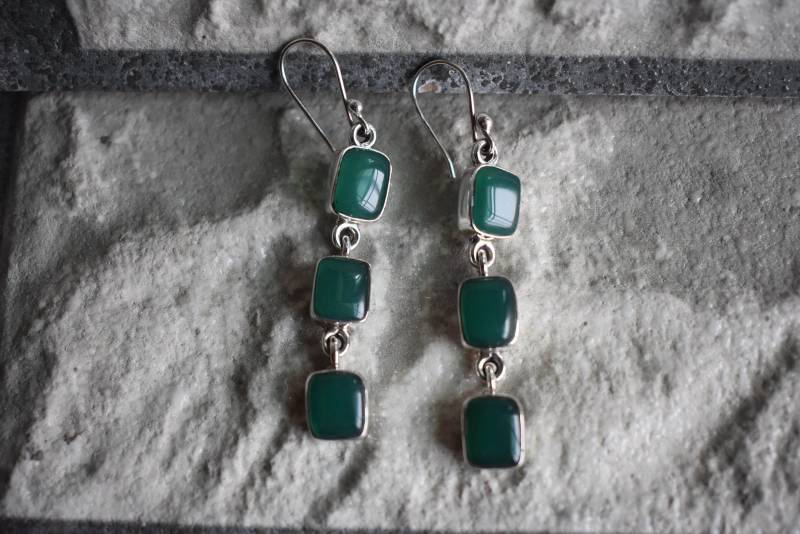 925 Silber Natürlicher Grüner Onyx-Ohrring-Grüner Onyx-Ohrring-Onyx-Ohrring-Natürlicher Onyx-Ohrring-Handgemachter Ohrring-Ohrring Für von UniquejewelryIndia