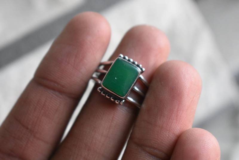 925 Silber Natürlicher Grüner Onyx-Ring-Grüner Onyx-Ring-Onyx-Ring-Natürlicher Onyx-Ring-Handgemachter Ring-Ring Für Frauen-Design-Ring von UniquejewelryIndia
