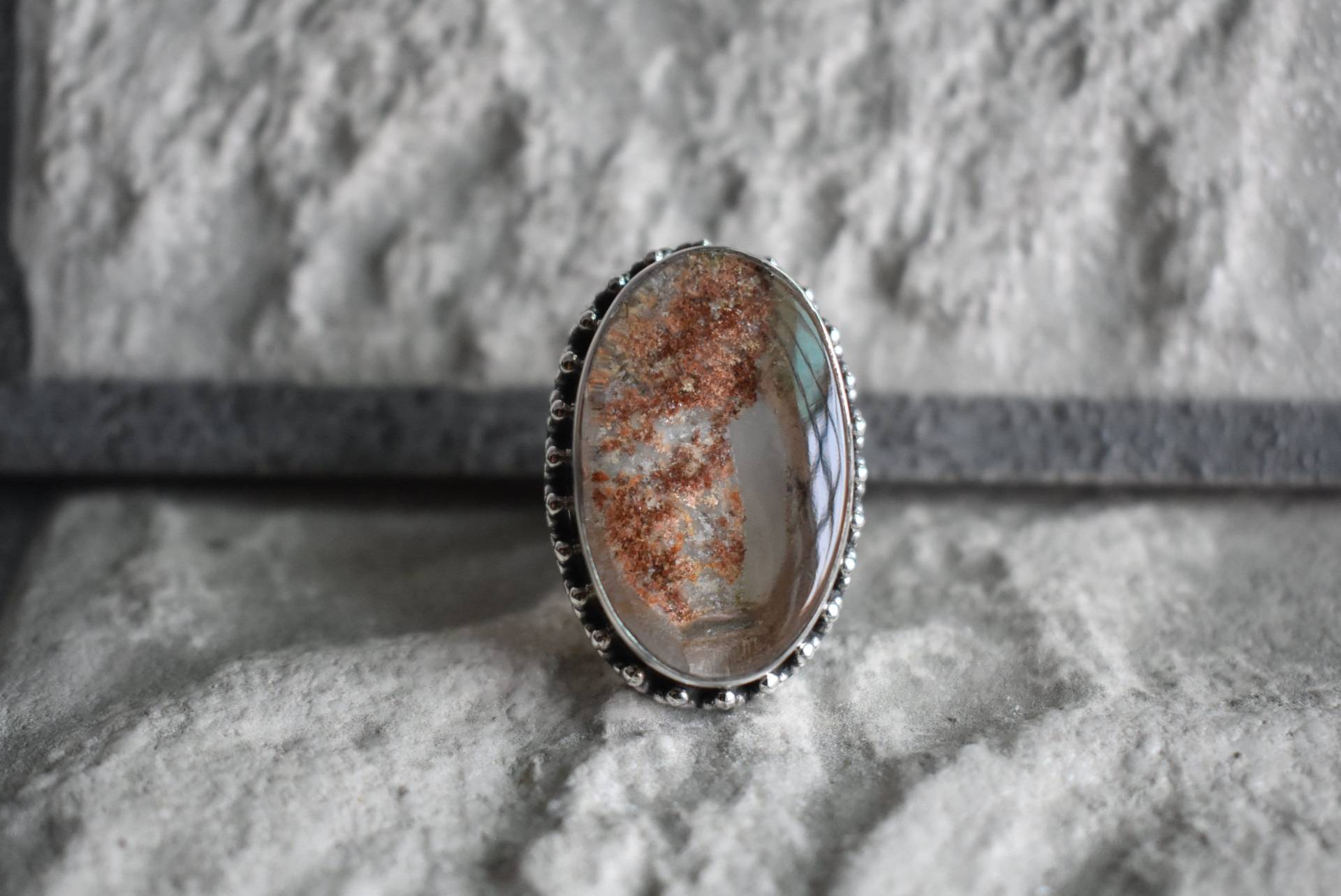 925 Silber Natürlicher Lodolith-Ring-Natürlicher Gartenquarz-Ring-Gartenquarz-Ring-Lodolit-Ring-Lodolit-Design-Ring-Ovaler Form-Lodolit-Ring von UniquejewelryIndia