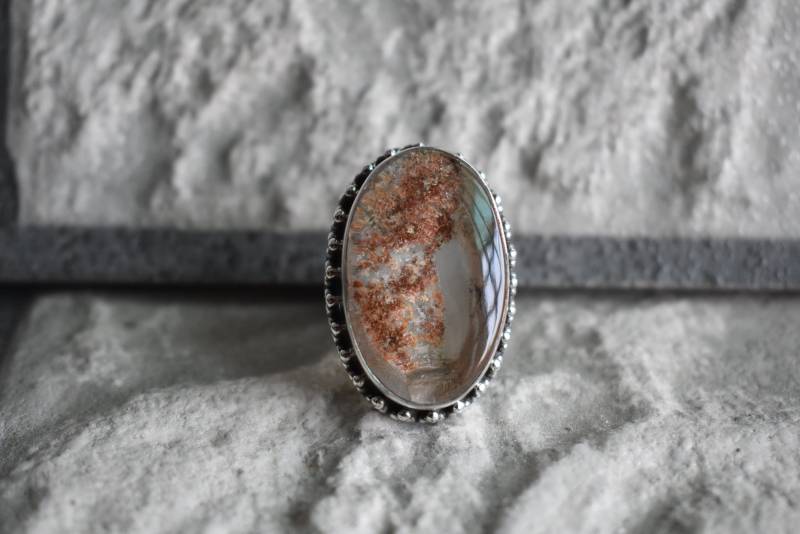 925 Silber Natürlicher Lodolith-Ring-Natürlicher Gartenquarz-Ring-Gartenquarz-Ring-Lodolit-Ring-Lodolit-Design-Ring-Ovaler Form-Lodolit-Ring von UniquejewelryIndia