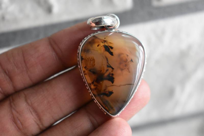 925 Silber Natürlicher Montana-Achat-Anhänger-Montana-Achat-Anhänger-Natürlicher Achat-Anhänger-Montana-Achat-Edelstein-Design-Anhänger von UniquejewelryIndia