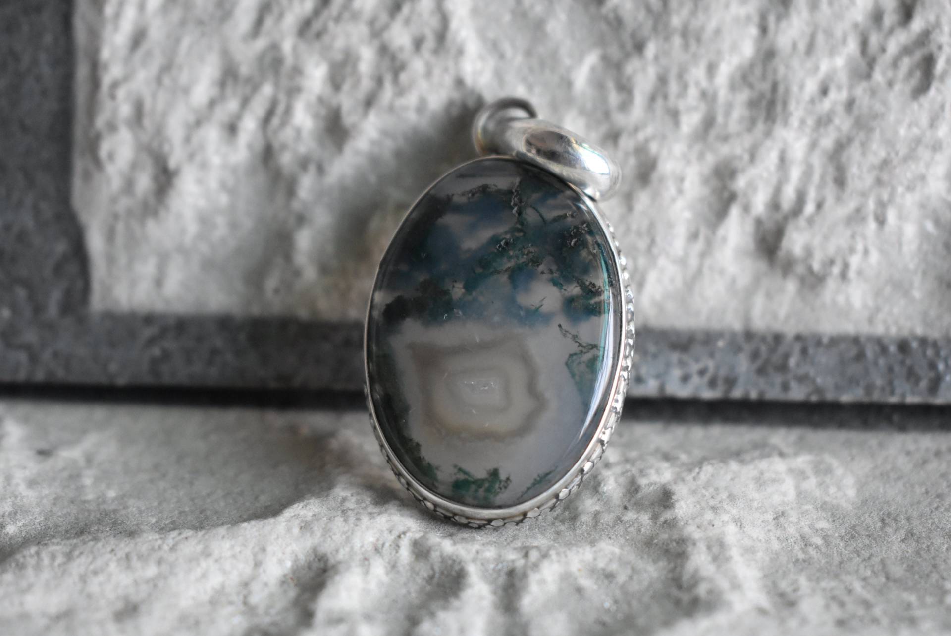 925 Silber Natürlicher Moosachat-Anhänger-Natürlicher Achat-Anhänger-Moos-Achat-Anhänger-Achat-Anhänger-Ovaler Anhänger-Design-Anhänger von UniquejewelryIndia